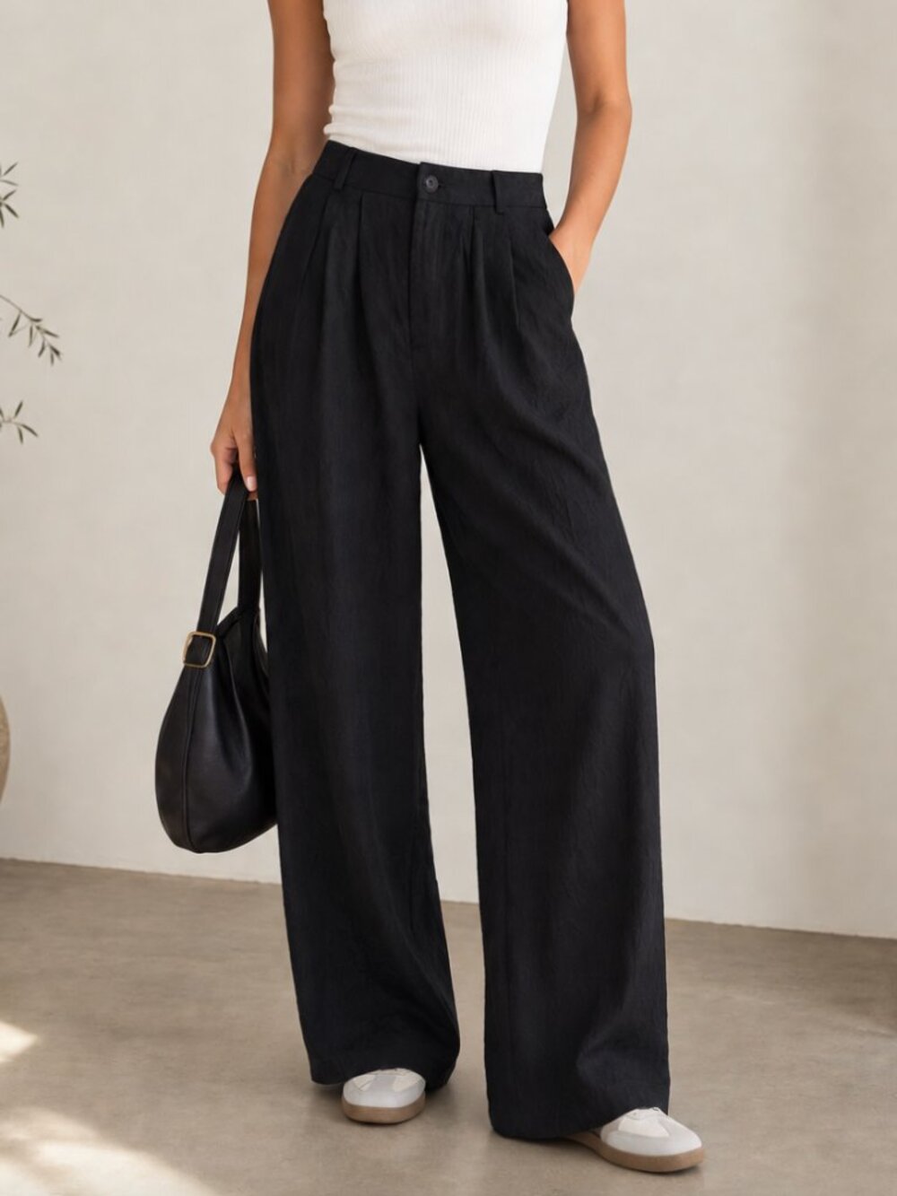 Reformation Mason Pant Black Wide Leg Trouser Size 4